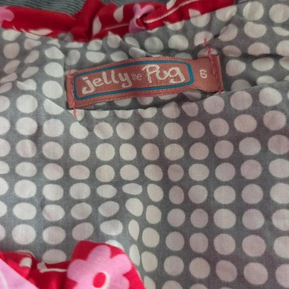 Jelly The Pug Girl's Size 6 Red Pink Mischa Valentines Love Letters Dress